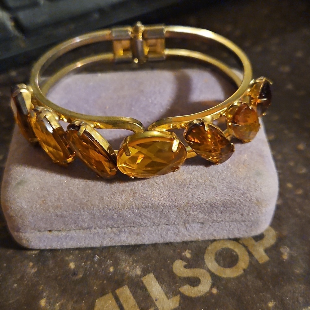 Vintage Juliana Brown Glass Beaded Clamper Bracelet